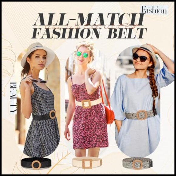 Straw Woven Elastic Waist Belt Bohemian Dress Braided Belt main image 7